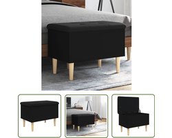 The Living Store Opbergbankje 62x42x46 cm bewerkt hout zwart - Opbergbankje - Opbergbankjes - Schoenenbankje - Halbankje