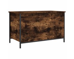 The Living Store Opbergbankje 80x42,5x50 cm bewerkt hout gerookt eikenkleurig - Opbergbankje - Opbergbankjes - Halbankje - Schoenenbankje