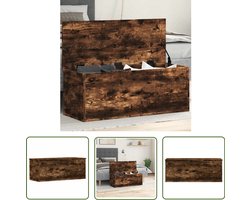 The Living Store Opbergbox 90x35x35 cm bewerkt hout gerookt eikenkleurig - Opbergkist - Dekenkist - Houten Kast - Opbergruimte - Meubilair