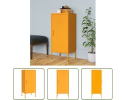 The Living Store Opbergkast 42,5x35x101,5 cm staal mosterdgeel - Opbergkast - Metalen Kast - Staalkast - Mustard Yellow Furniture - Woonaccessoires