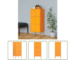 The Living Store Opbergkast 42,5x35x101,5 cm staal mosterdgeel - Opslagruimte - Opbergkast - Metalen Kast - Mustard Geel - Staalkast