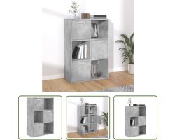 The Living Store Opbergkast 60x29,5x90 cm bewerkt hout betongrijs - Betonnen Kast - Houten Kast - Opslagkast - Woonaccessoires - Kamermeubel