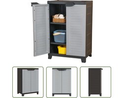 The Living Store Opbergkast 65x45x97 cm kunststof - Opslagkast - Bergruimte - Plastic Kast - Grijze Kast - Keuken Kast
