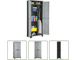 The Living Store Opbergkast 68x39x171,5 cm kunststof - Opslagkast - Opbergkast - Plastic Kast - Grijze Kast - Keuken Kast