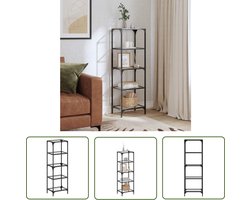 The Living Store Opbergrek met transparant glazen blad 40x30x123 cm staal - Bijzetkast - Opbergkast - Vitrinekast - Woonaccessoires - Livingroom Furniture