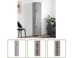 The Living Store Opzetkast - Hoge kast - Grijs Sonoma Eiken - 34.5 x 34 x 180 cm - Duurzaam hout en metaal