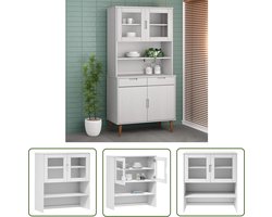 The Living Store Opzetkast MOLDE 90x35x100 cm massief grenenhout wit - Opzetkast - Houten Kast - Grenenhouten Kast - Vintage Kast - Salontafel