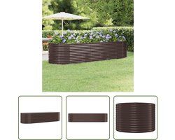 The Living Store Ovale plantenbak - Gepoedercoat staal - 322 x 100 x 68 cm - Bruin