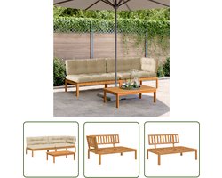 The Living Store Palletbankset Acaciahout - 100 x 60 x 30 cm - modulair Tuinbank - Lounge Bank - Buitenbank - Acacia Hout - Palettenbank - Loungeset - Balkon Set - Terrassenset