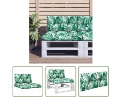 The Living Store Palletkussens 2 st stof bladpatroon - Palletkussens - Zitcushions - Outdoor Cushions - Tuinkussens - Lounge Kussens