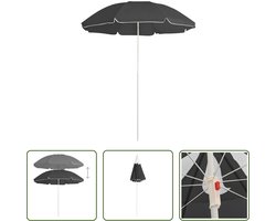The Living Store Parasol Bloemontwerp - Polyester - 176.5 x 200 cm (ø x H) - Antraciet