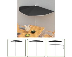 The Living Store Parasol - Halfrond - Zwart - 180 x 90 x 195 cm - UV-beschermend