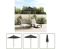 The Living Store Parasol met houten paal 198x198x231 cm antracietkleurig - Parasollen - Parasol Kopen - Tuinset - Buitendecoratie - Garden Furniture