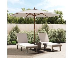 The Living Store Parasol met houten paal 299x240 cm zandkleurig - Zonnescherm - Parasol - Tuinset - Buitendecoratie - Garden Furniture