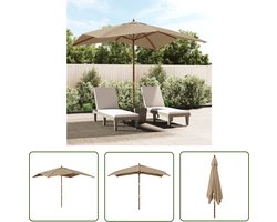 The Living Store Parasol met houten paal 300x300x273 cm taupe - Zonnescherm - Parasol - Tuinset - Buitendecoratie - Garden Furniture