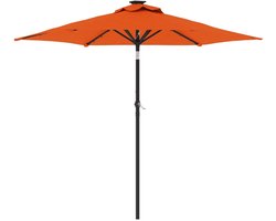 The Living Store Parasol met LED's en stalen paal 225x225x212 cm terracotta - Parasol - Terra Cotta - Tuinzomer - Buitendecoratie - Led Parasol
