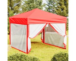 The Living Store Partytent inklapbaar met zijwanden 3x3 m rood - Partytent - Feesttent - Tuintent - Outdoor Tent - Tuinaccessoires