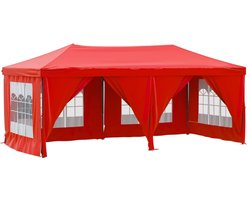 The Living Store Partytent inklapbaar met zijwanden 3x6 m rood - Partytent - Feesttent - Tuintent - Outdoor Tent - Tuinaccessoires