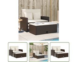 The Living Store PE-rattan tuinbank - 2-zits - Bruin 115 x 75 x 91 cm - Comfortabel zitkussen Tuinbank - PE-rattan - Buitendecoratie - Lounge Set - Terrasstoel - Relaxfauteuil - Balkonset - Garden Furniture