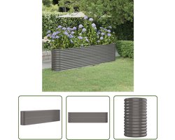 The Living Store Plantenbak 260x40x68 cm gepoedercoat staal grijs - Tuinmeubelen - Plantenbak - Balkondecoratie - Sierbeslag - Oval Plantennauw