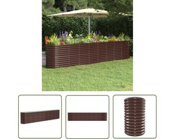 The Living Store Plantenbak 332x40x68 cm gepoedercoat staal bruin - Tuinmeubelen - Plantenbak - Balkondecoratie - Sierbeslag - Outdoor Meubilair
