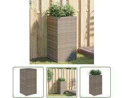 The Living Store Plantenbak 40x40x80 cm poly rattan grijs - Plantenbak - Bloemenbak - Buitenschilderij - Terrasdecoratie - Tuinaccessoires