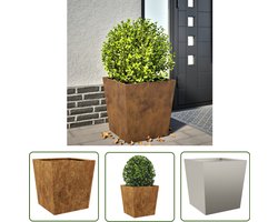 The Living Store Plantenbak 50x50x50 cm weervast staal - Tuin Decoratie - Buitenkamer Accessoires - Metalen Plantenbak - Roestvrijstalen Plantenbak - Grote Plantenbak