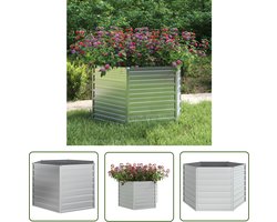 The Living Store Plantenbak verhoogd 129x77 cm gegalvaniseerd staal zilverkleur - Tuinplantenbak - Plantenbak - Sierbeslag - Metalen Plantenbak - Hoge Plantenbak