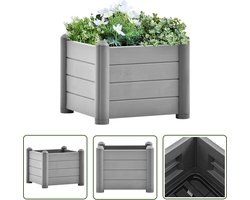 The Living Store Plantenbak verhoogd 43x43x35 cm PP steengrijs - Tuinbak - Plantenbak - Bloempot - Elevated Planter - Raised Garden Bed