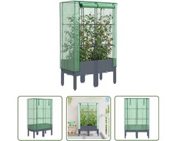The Living Store Plantenbak verhoogd met kashoes 80x40x140 cm rattanlook - Verhoogde Plantenbakken - Tuin Accessoires - Plantenkast - Rattan Look - Buiten Decoratie