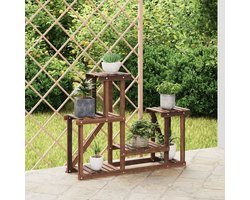 The Living Store Plantenstandaard Retro Gecarboniseerd Vurenhout - 90x25x73.5cm - Duurzaam en Stijlvol