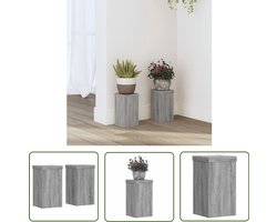 The Living Store Plantenstandaards 2 st 10x10x18 cm bewerkt hout grijs sonoma - Plantenstandaard - Houten Plantendrager - Indoor Plantenstandaard - Grijze Plantenstandaard - Plantaardig Design