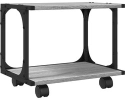 The Living Store Printerkastje 2-laags 41x28x33,5 cm bewerkt hout grijs sonoma - Printerstandaard - Printer Kast - Werkstation Organisatie - Houten Printerstandaard - Grijze Printerstandaard