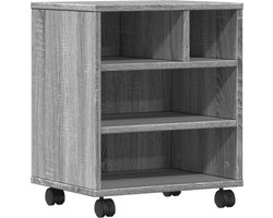 The Living Store Printerkastje met wielen 41x32x48 cm grijs sonoma eikenkleur - Printer Standaard - Printer Tafel - Bureau Accessoires - Houten Meubels - Opbergoplossing