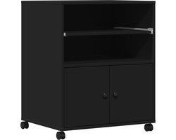 The Living Store Printerkastje met wielen 60x48x74 cm zwart - Printerstandaard - Printer Kast - Bureaus Accessoires - Organisator - Werkplek Organisatie