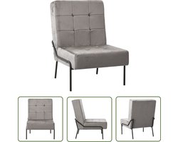 The Living Store Relaxstoel 65x79x87 cm fluweel lichtgrijs - Relaxstoel - Velvet Stoel - Comfortabele Stoel - Lounge Stoel - Grijs Meubilair
