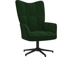 The Living Store Relaxstoel fluweel donkergoen - Relaxfauteuil - Fauteuill - Lounge Stoel - Velvet Stoel - Groene Stoel