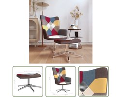 The Living Store Relaxstoel Patchwork - Meerkleurig - 62 x 68 x 98 cm - Draaibaar