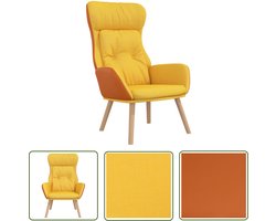 The Living Store Relaxstoel stof en PVC mosterdgeel - Relaxstoel - Fauteuils - Lounge Chair - Loungestoel - Mustard Yellow