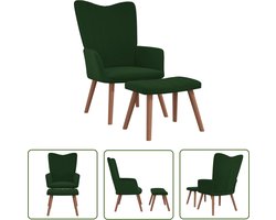 The Living Store Relaxstoel Velvet - Donkergroen - 61.5 x 69 x 95.5 cm
