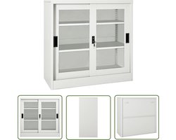 The Living Store Roldeurkast 90x40x90 cm staal lichtgrijs - Rolladeurs - Opslagkast - Kantoormeubilair - Metalen Kast - Glazen Kast