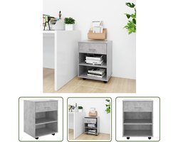 The Living Store Rolkast 46x36x59 cm bewerkt hout betongrijs - Rolkast - Opbergkast - Kasten - Meubilair - Houten Kast