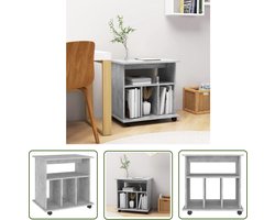 The Living Store Rolkast 60x45x60 cm bewerkt hout betongrijs - Rolkast - Opbergkast - Kasten - Meubilair - Printstation