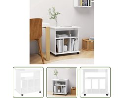 The Living Store Rolkast 60x45x60 cm bewerkt hout hoogglans wit - Rolkast - Opbergkast - Kasten - Meubilair - Woonaccessoires