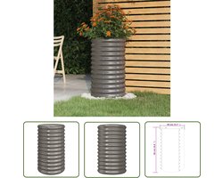 The Living Store Ronde plantenbak - grijs - 40 x 68 cm (Ã¸ x H) - gepoedercoat staal