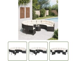 The Living Store - Ronde Tuinbank en Salontafel Set - 287 x 70 cm - PE-Rattan - Zwart Tuinbank - Lounge Set - Buitendiner - Outdoor Furniture - PE-rattan - Zwarte Tuinbank - Ronde Tuinbank - Balkon Meubel