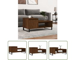 The Living Store Salontafel 100x50x45 cm bewerkt hout bruineiken - Salontafel - Houten Salontafel - Bruine Salontafel - Salontafel Met Lade - Tv Tafeltje
