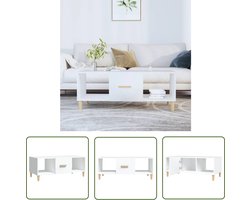 The Living Store Salontafel 102x50x40 cm bewerkt hout wit - Salontafel - Houten Salontafel - Wit Meubilair - Salontafel Met Lade - Tv Tafeltje