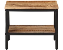 The Living Store Salontafel 45x45x35 cm massief ruw mangohout - Salontafel - Houten Salontafel - Mango Wood Furniture - Industrieel Meubilair - Bijzettafel