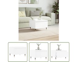 The Living Store Salontafel 50x46x35 cm bewerkt hout wit - Salontafel - Houten Salontafel - Wit Salontafel - Kleine Salontafel - Salontafel Met Lade